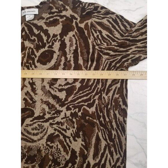 C.D. Daniels‎ Womens 3X Tiger Print Sweater Boxy Boho Wildlife Cat Brown - Picture 7 of 8